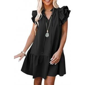 NEW SHEWIN ruffle mini dress in black